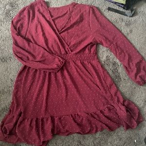 Plus size burgundy long sleeve dress! Size 5XL.